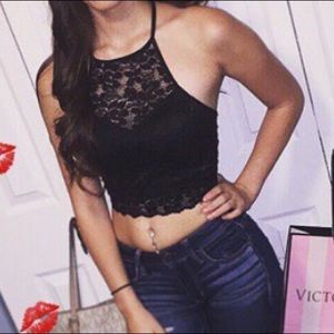 Agaci Black see through Crop top